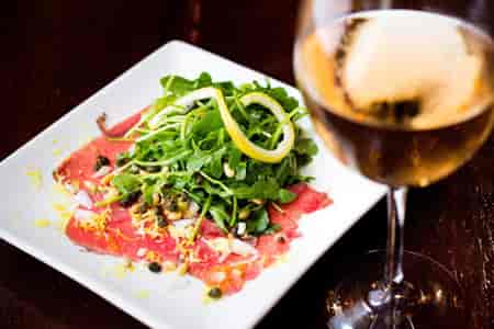 salad and wine