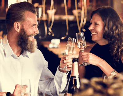 bearded man with woman
