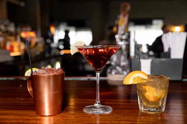 cocktails on a bar