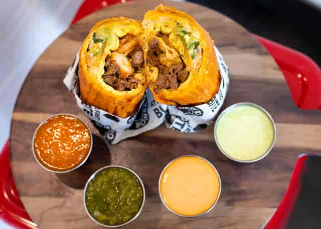 Shrimp and steak burrito