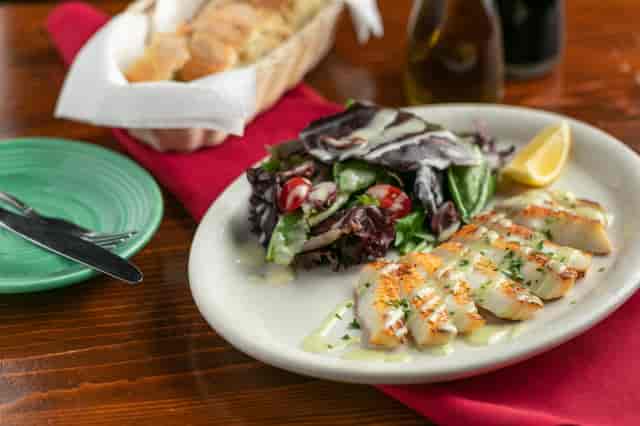 meal with fish and salad