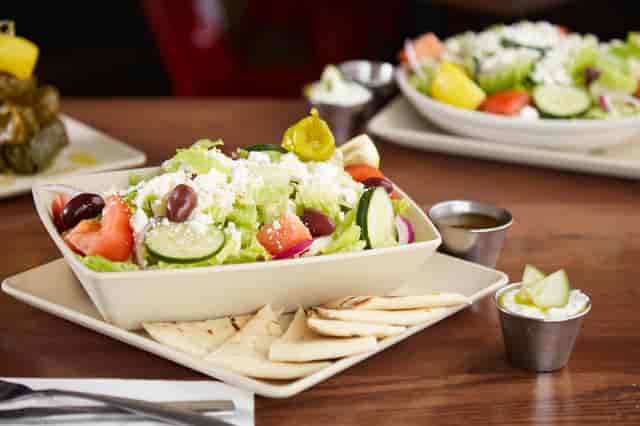 classic greek salad with beef