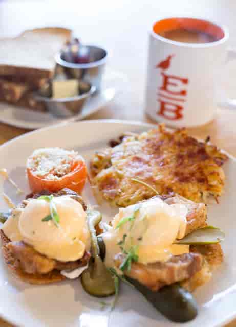 Breakfast platters and coffee