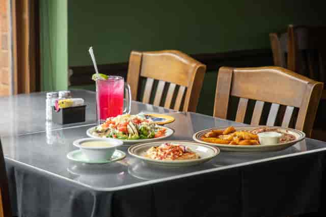 Variety of meals plated at a table