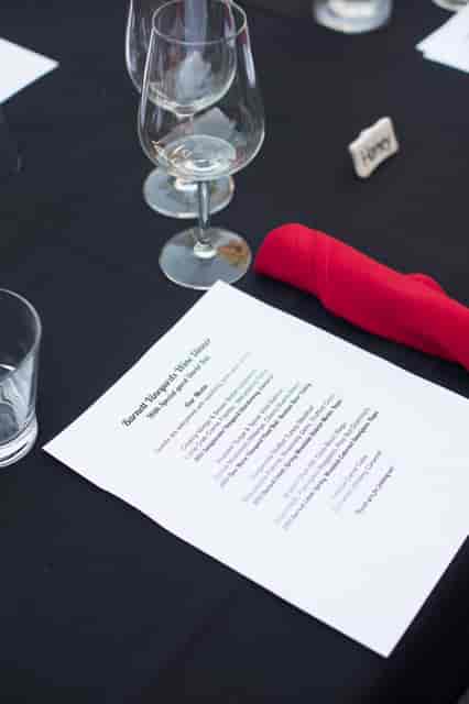 wine dinner menu