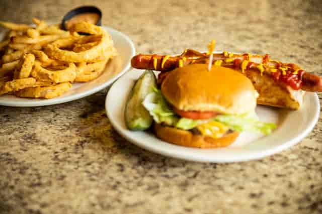burger and hotdog