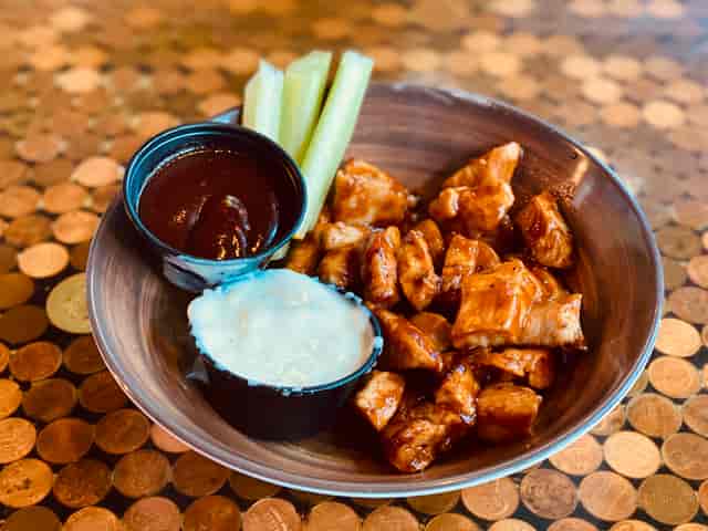 chicken bites and dip with celery