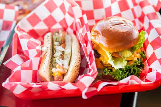 hot dog and burger