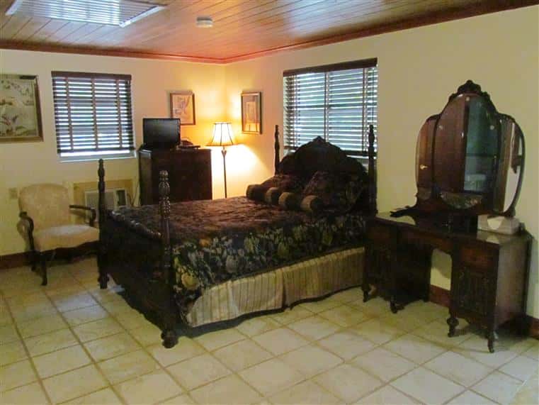interior of golden apples cabin showcasing the bedroom area