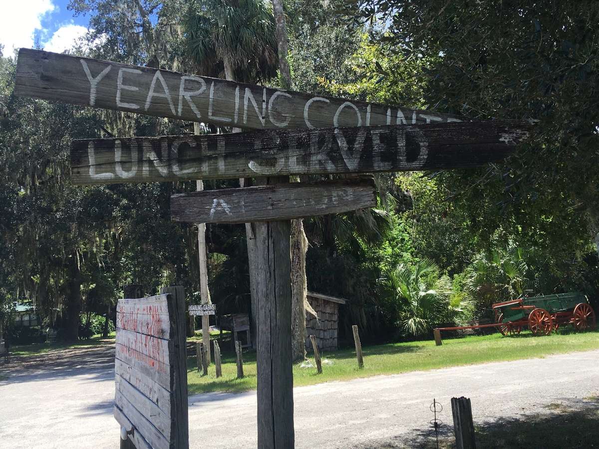 yearling outdoor crossroads signage which indicates lunch is served