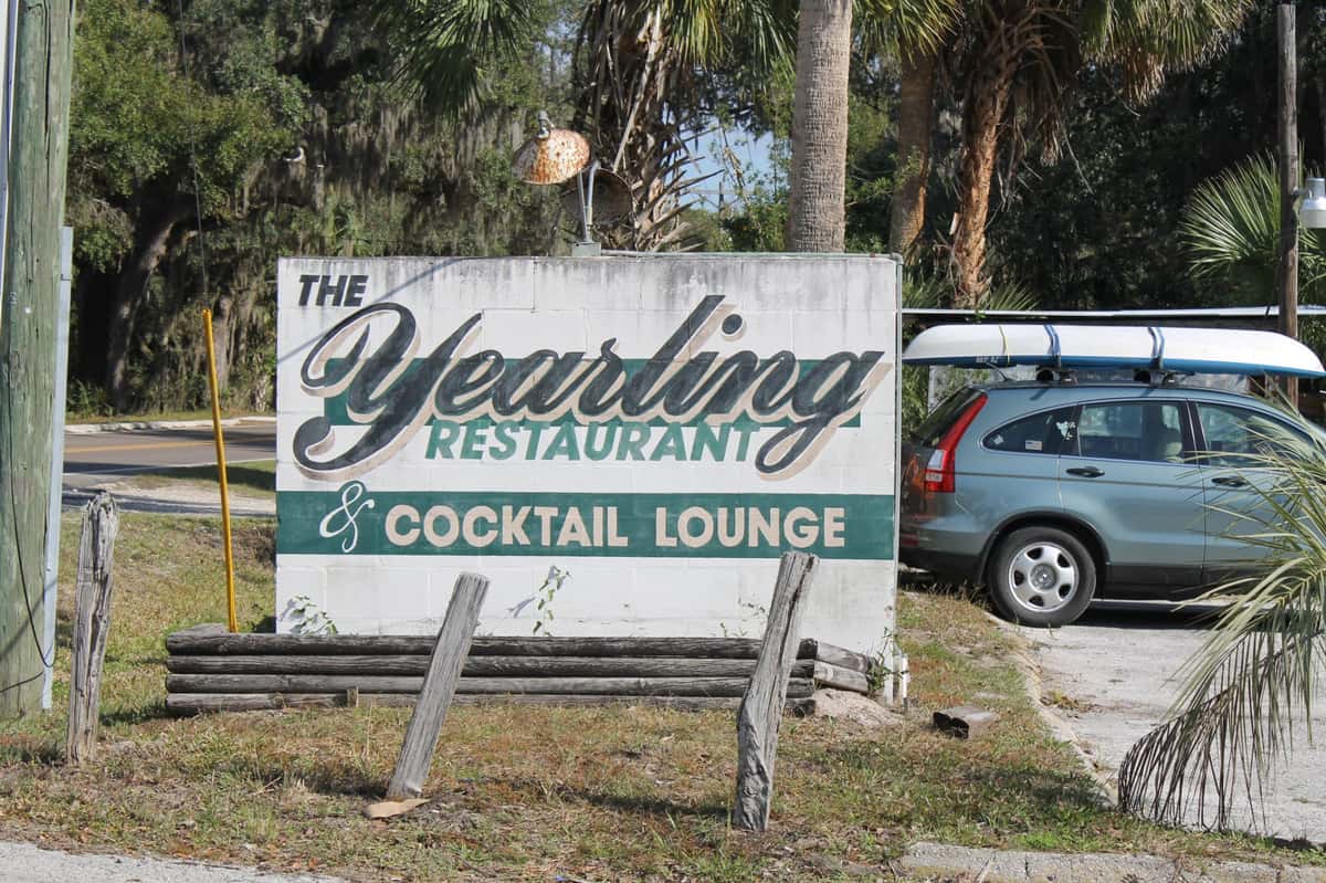 the yearling restaurant outdoor signage next to their parking lot