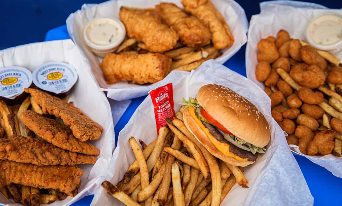 Burger, Fish + Chips