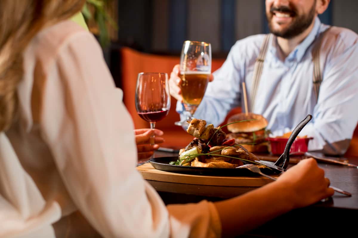 Couple dining together