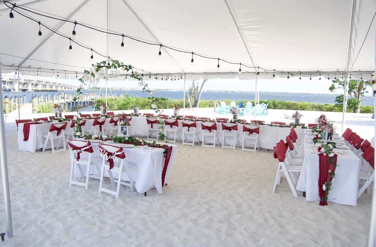 Tent over a beach set up