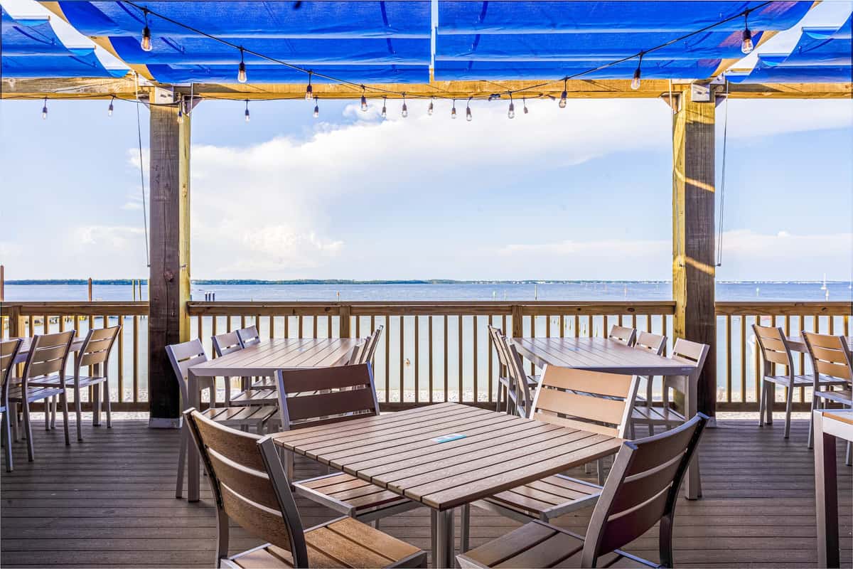 a table with an oceanfront view