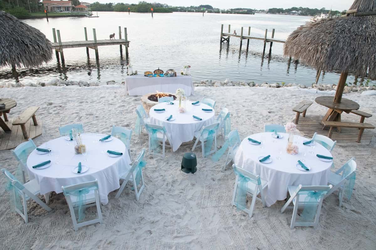 beach area setup for a wedding reception