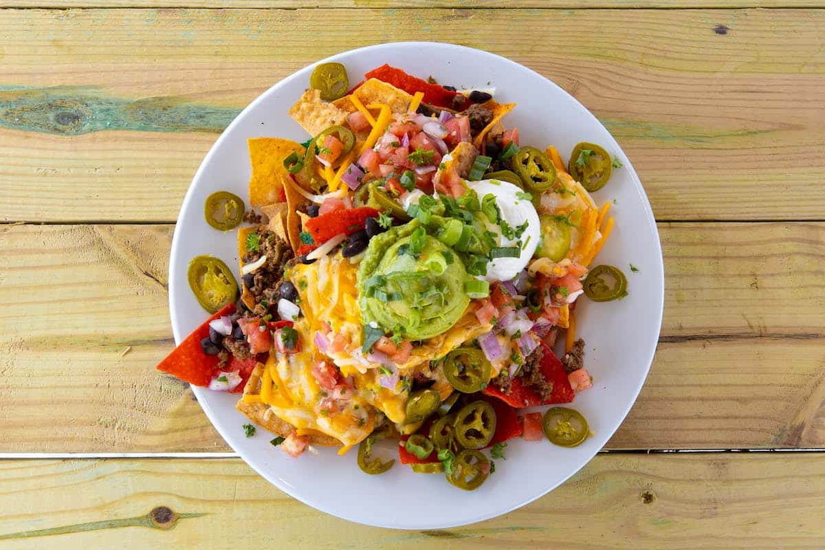 loaded nachos on a plate