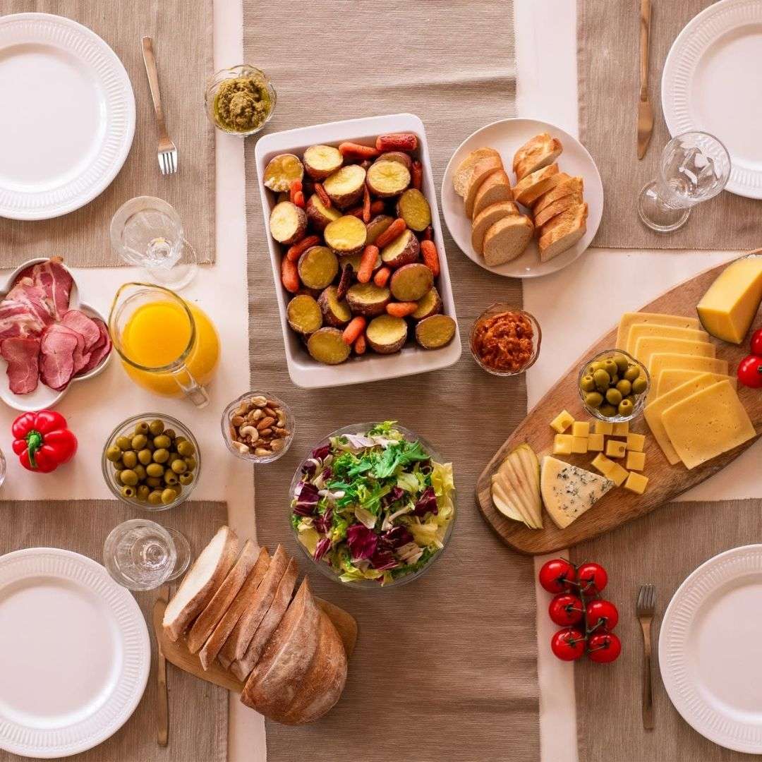 table full of food