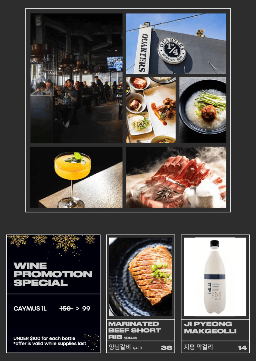 Quarters Menu