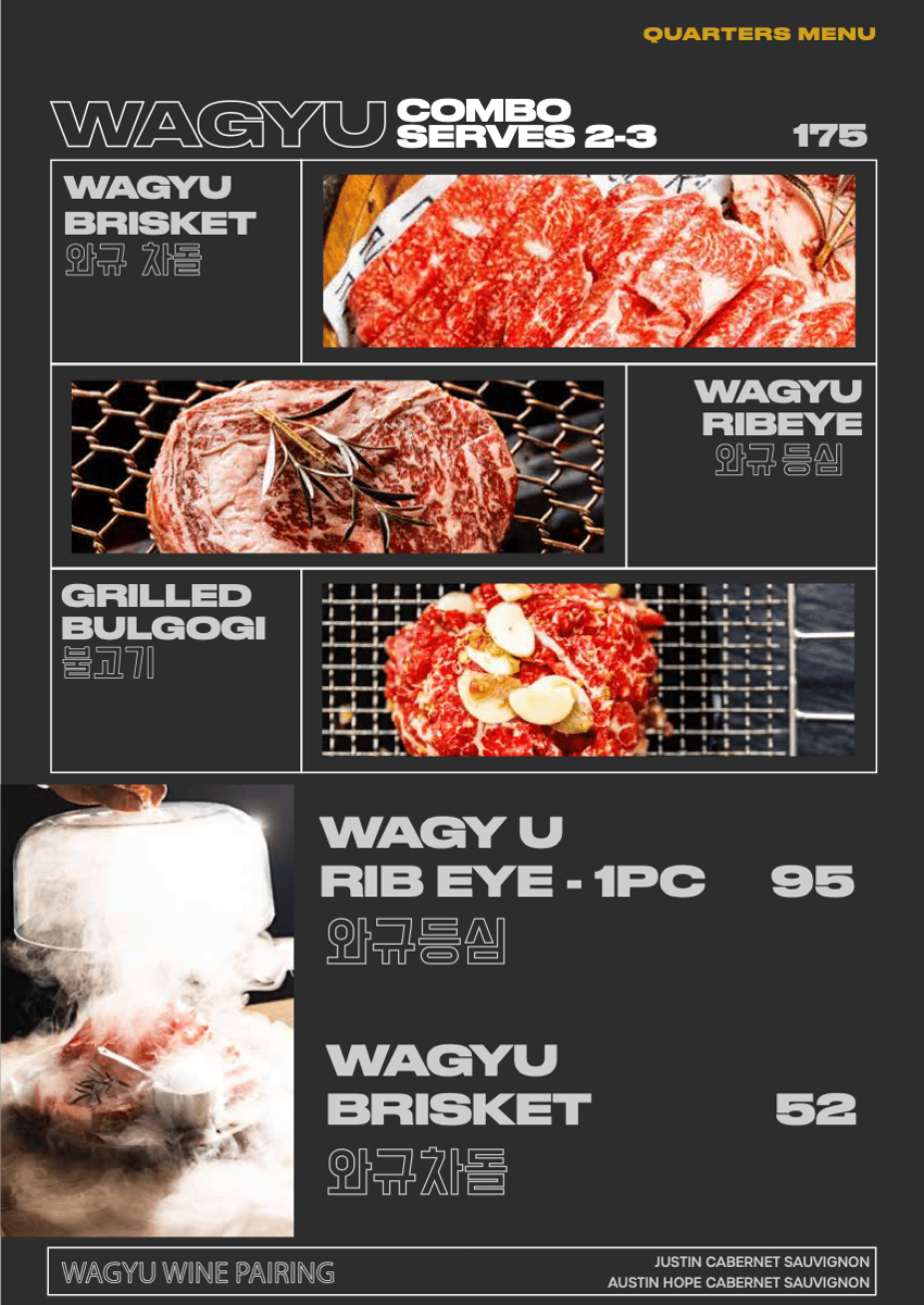 Wagyu Menu