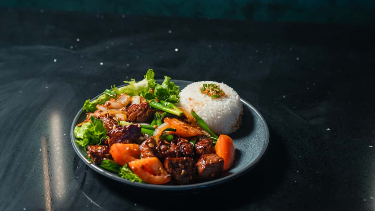 Dish with Rice and spicy beef