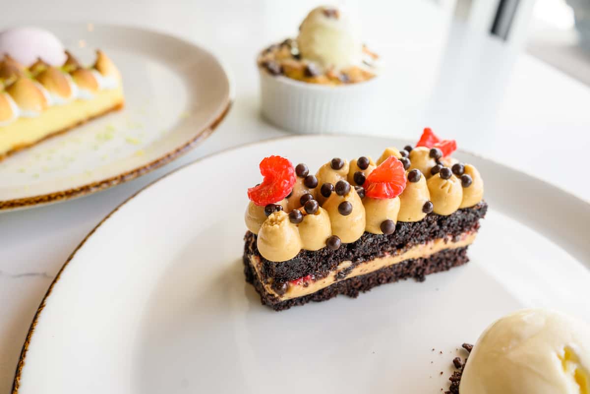 Desserts on plates