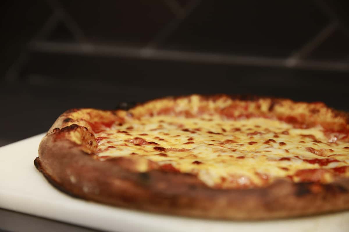 close up of cheese pizza