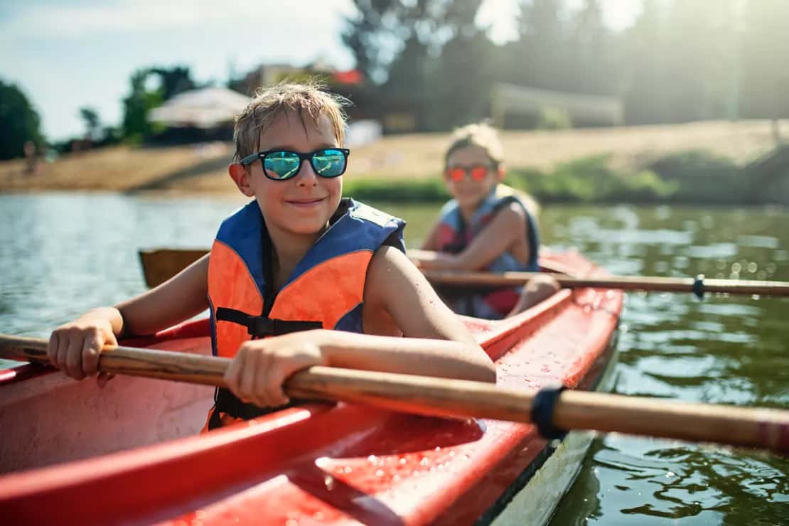 boys in a canoe
