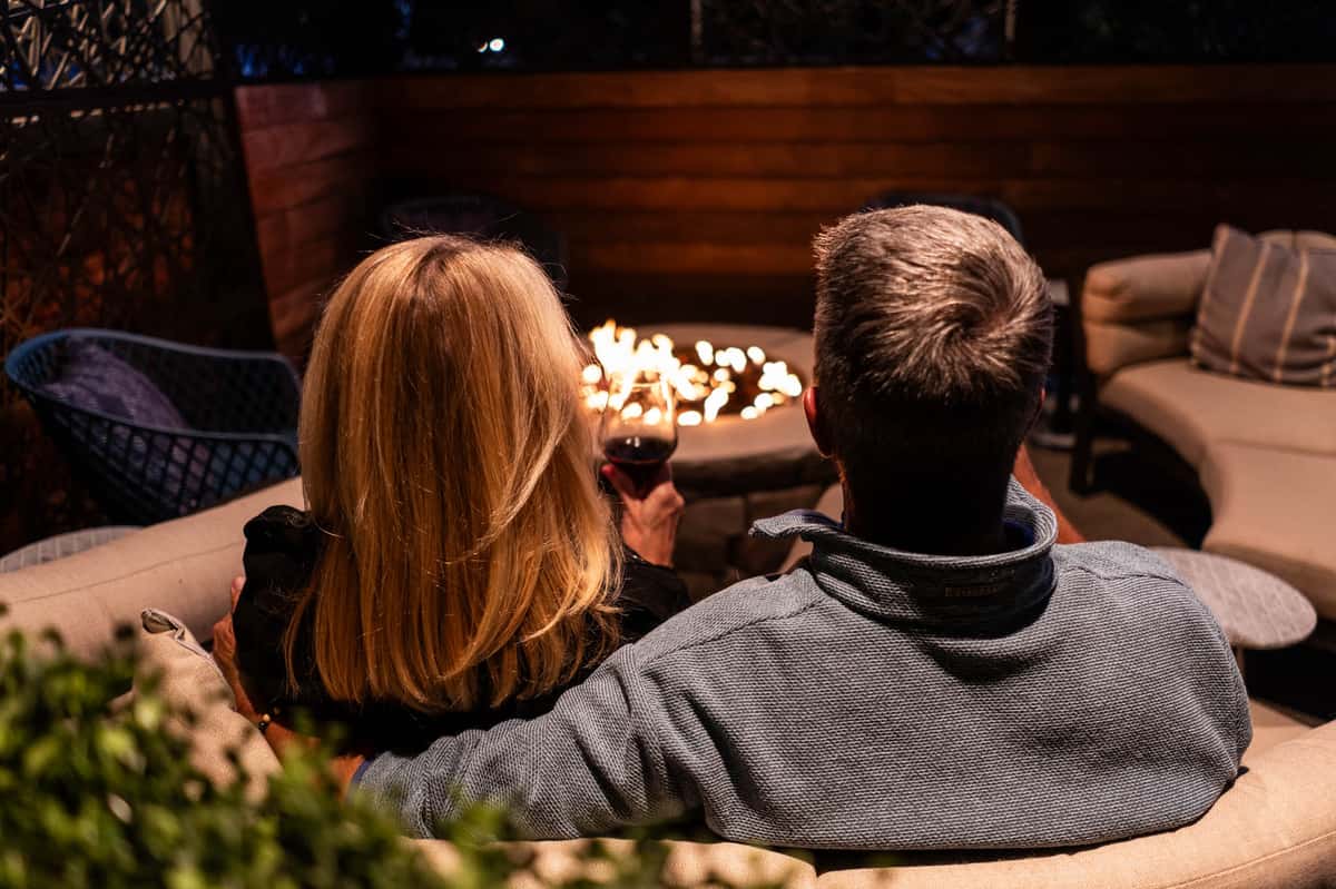 Couple having wine at Blue Jay Bistro