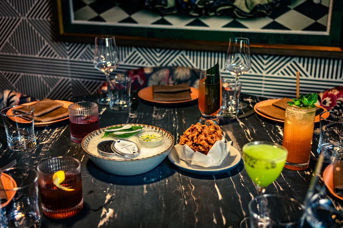cocktails and appetizer