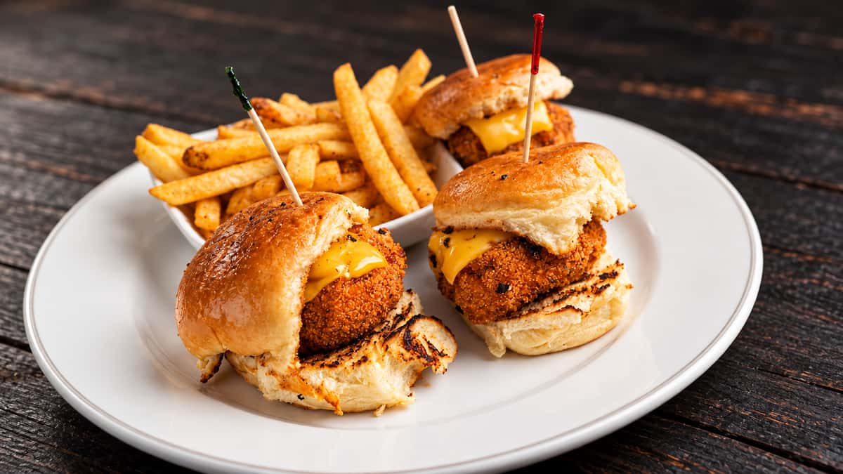 Golden Chicken Sliders and Crispy Fries
