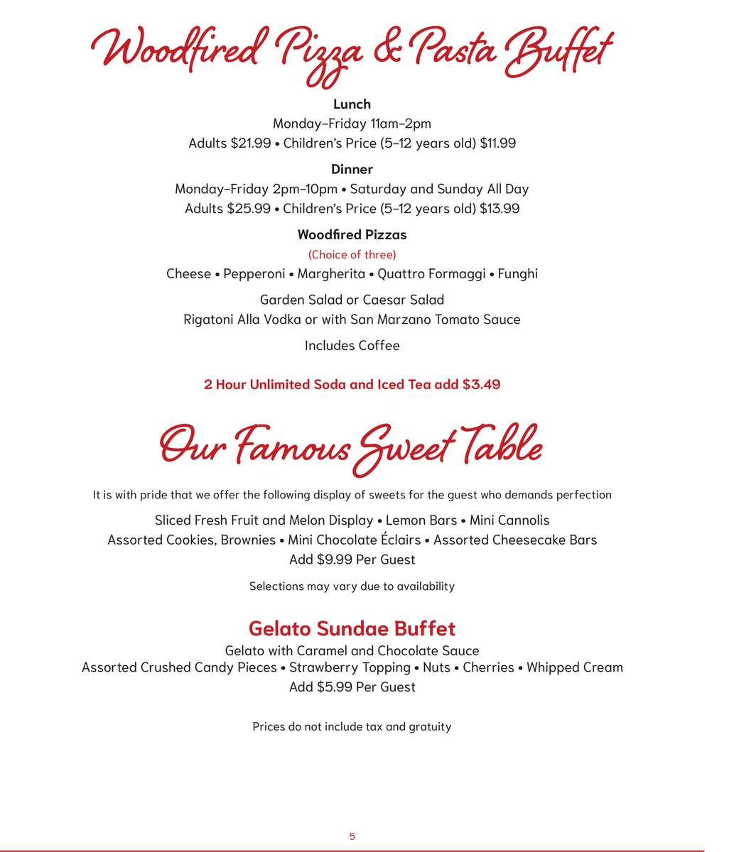 Bella Napoli Banquet Menu