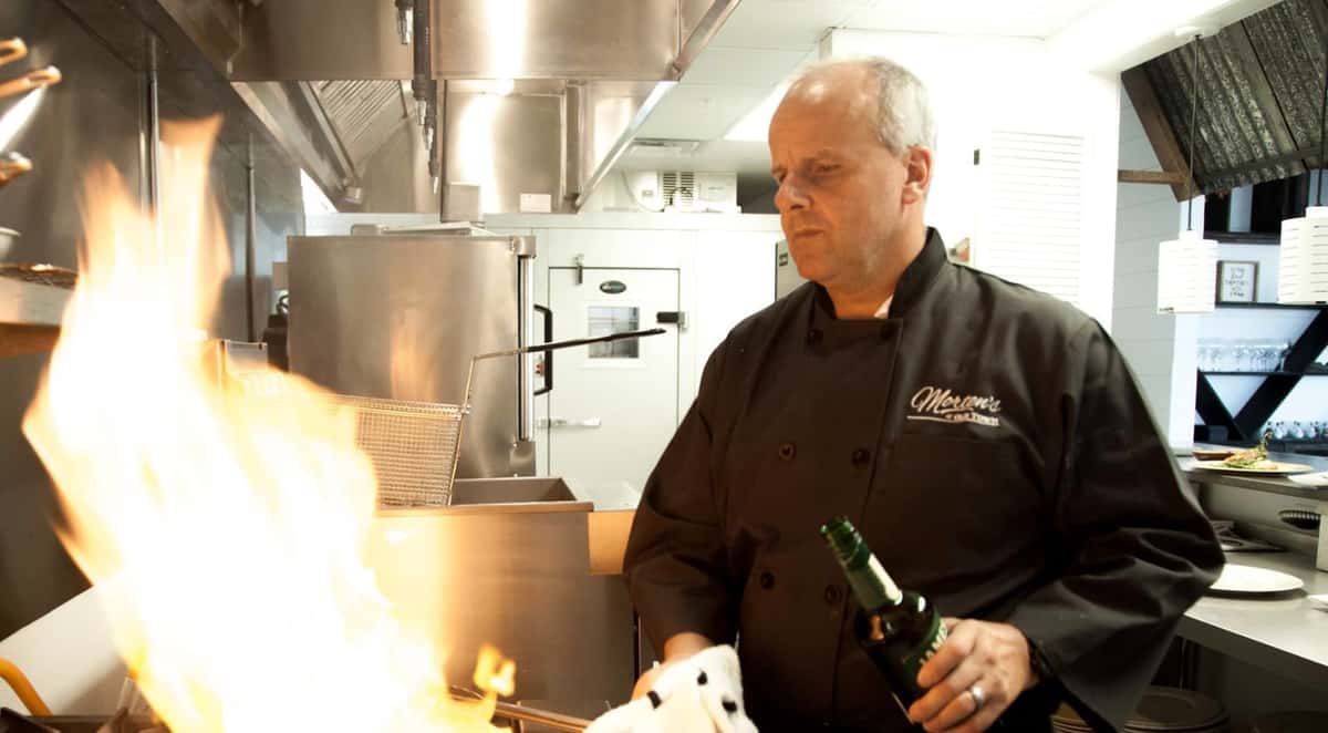 Morten Wulff cooking in the kitchen