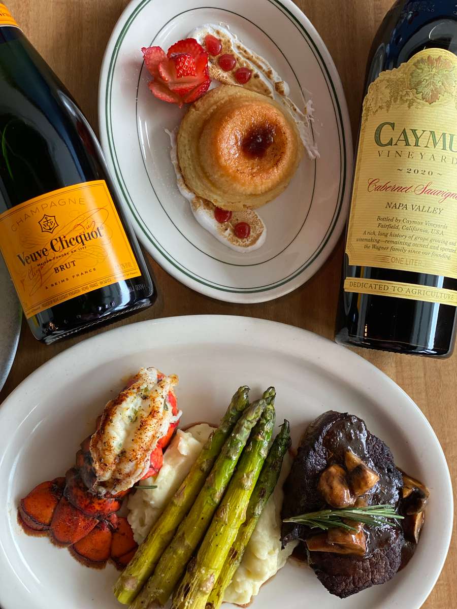 wine bottles and food
