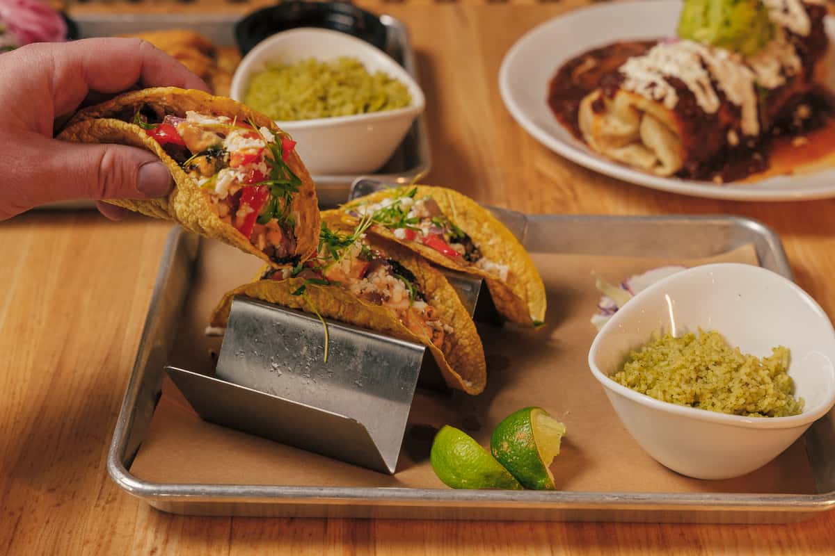 Surf & Turf Taco at Seis Kitchen with Cilantro Rice