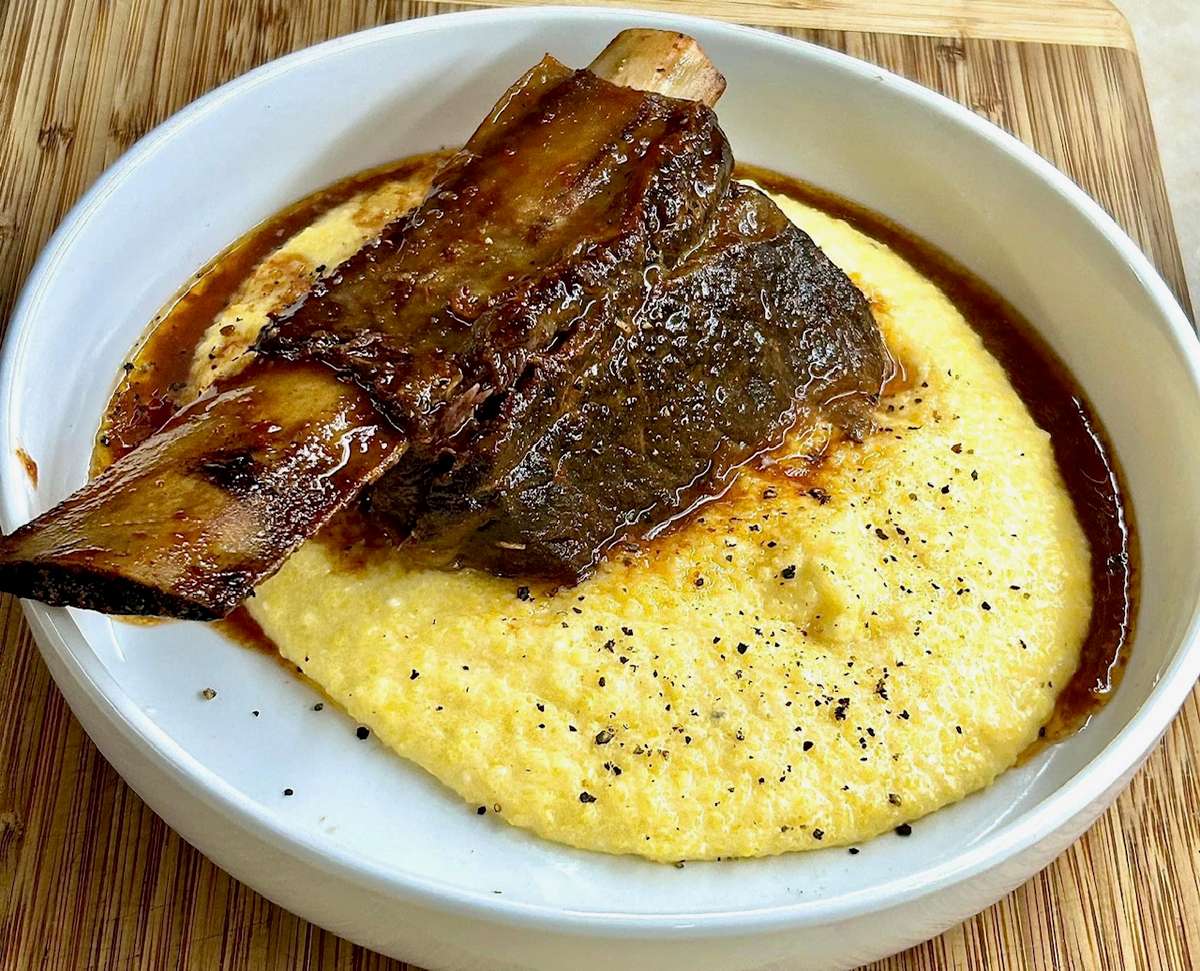 Chianti wine braised short rib over aged parmesan and black truffle polenta