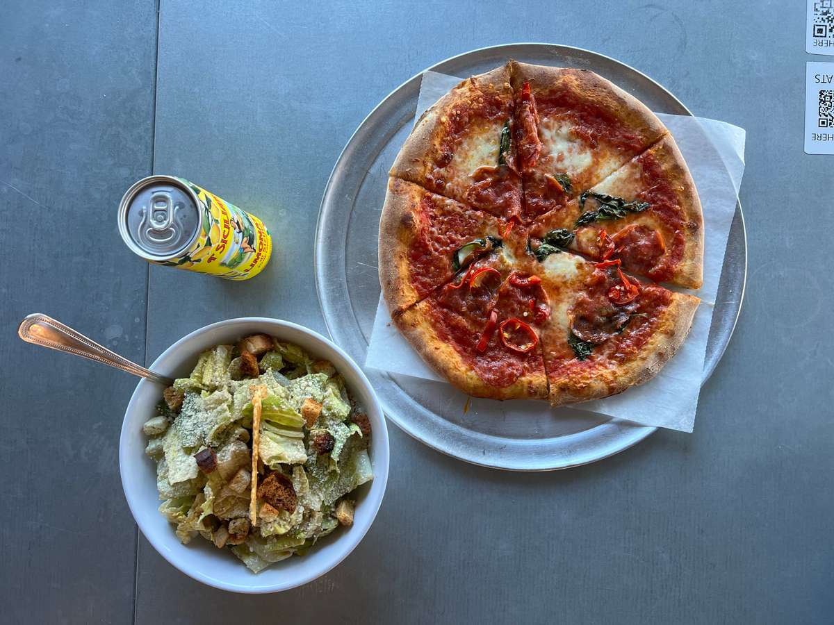 pizza and salad