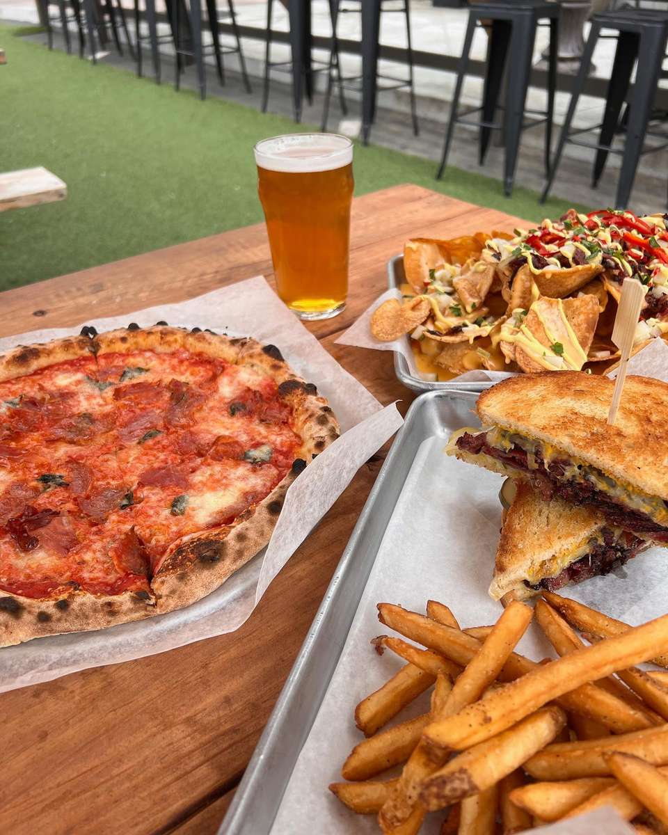 pizza and sandwich & fries