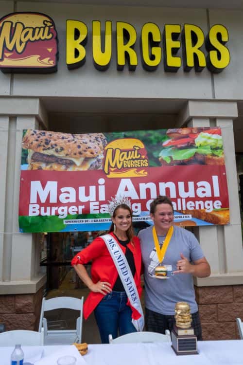 burger eating competition winners with Miss America