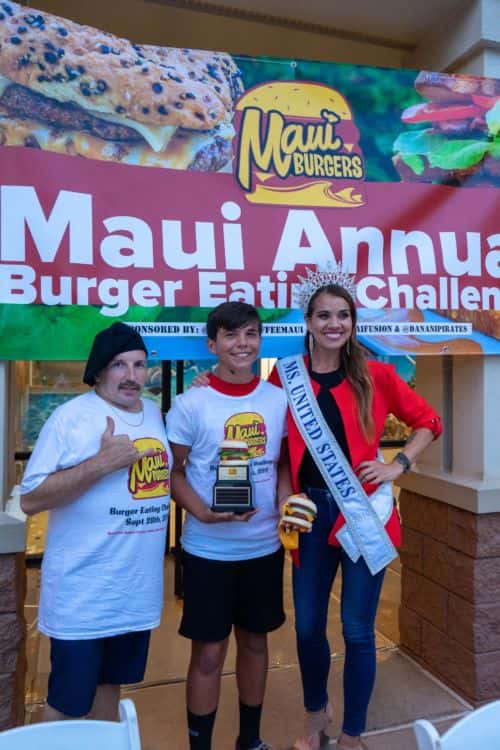 burger eating competition winners with Miss America