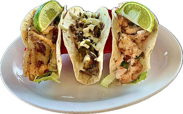 Try our Shrimp, Fish, Pulled Pork, and our new Cuban Taco.