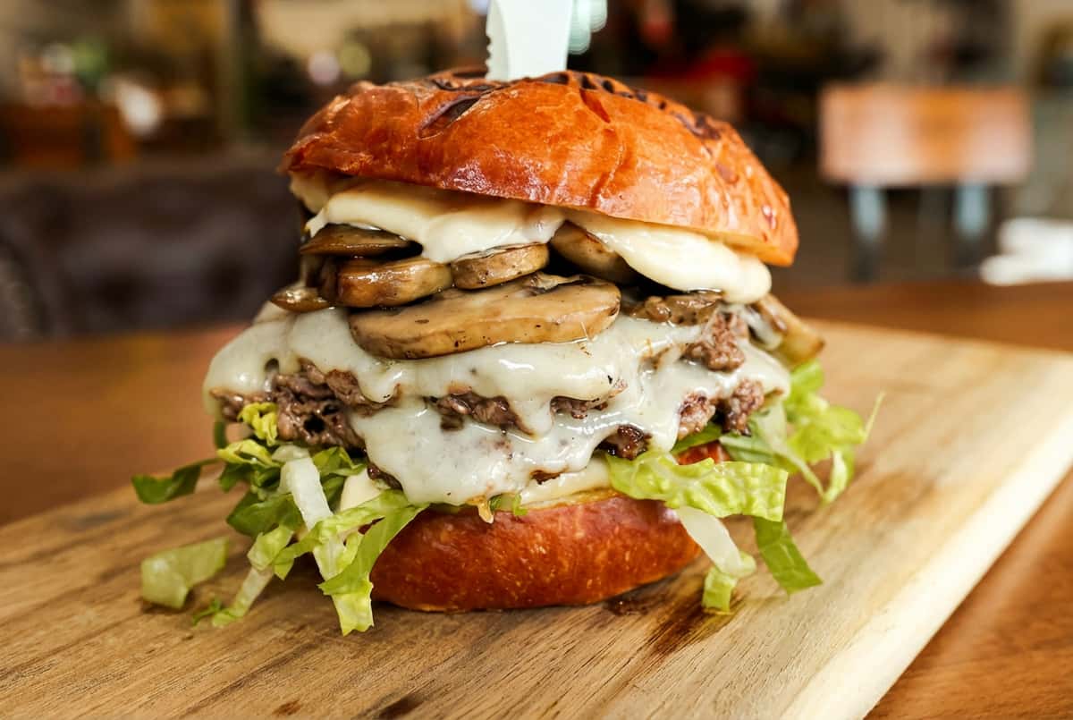 Saucy burger with lettuce