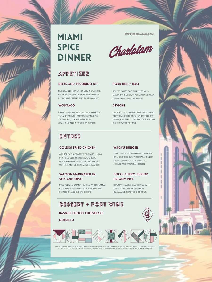 Miami Spice Dinner Menu