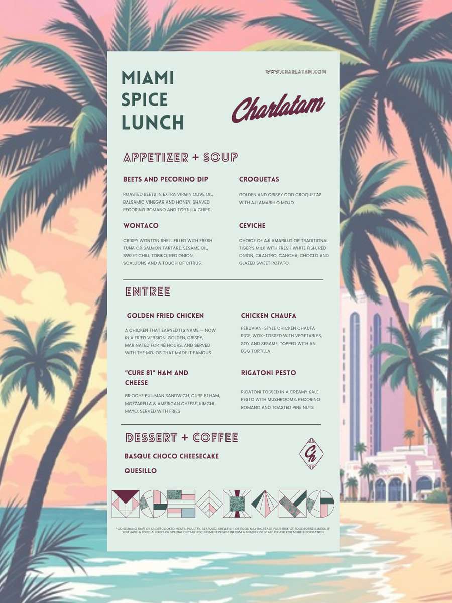 Miami Spice Lunch Menu