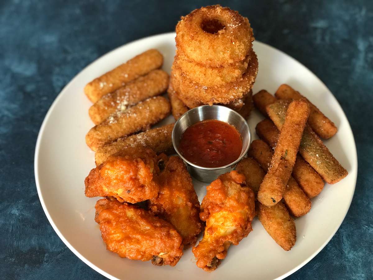 Hot Wings, Onion Rings, Zucchini & Mozzarella Sticks