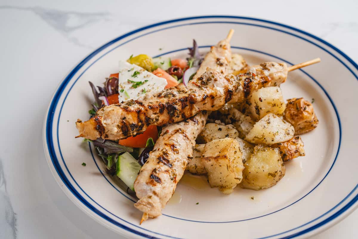 Grilled souvlaki chicken