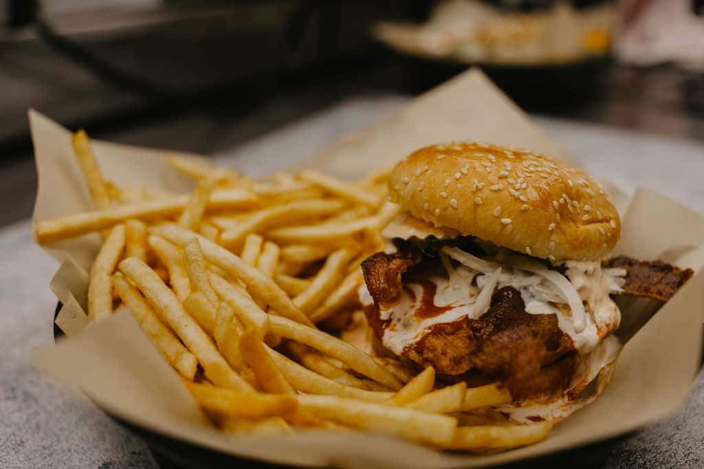 sandwich and fries