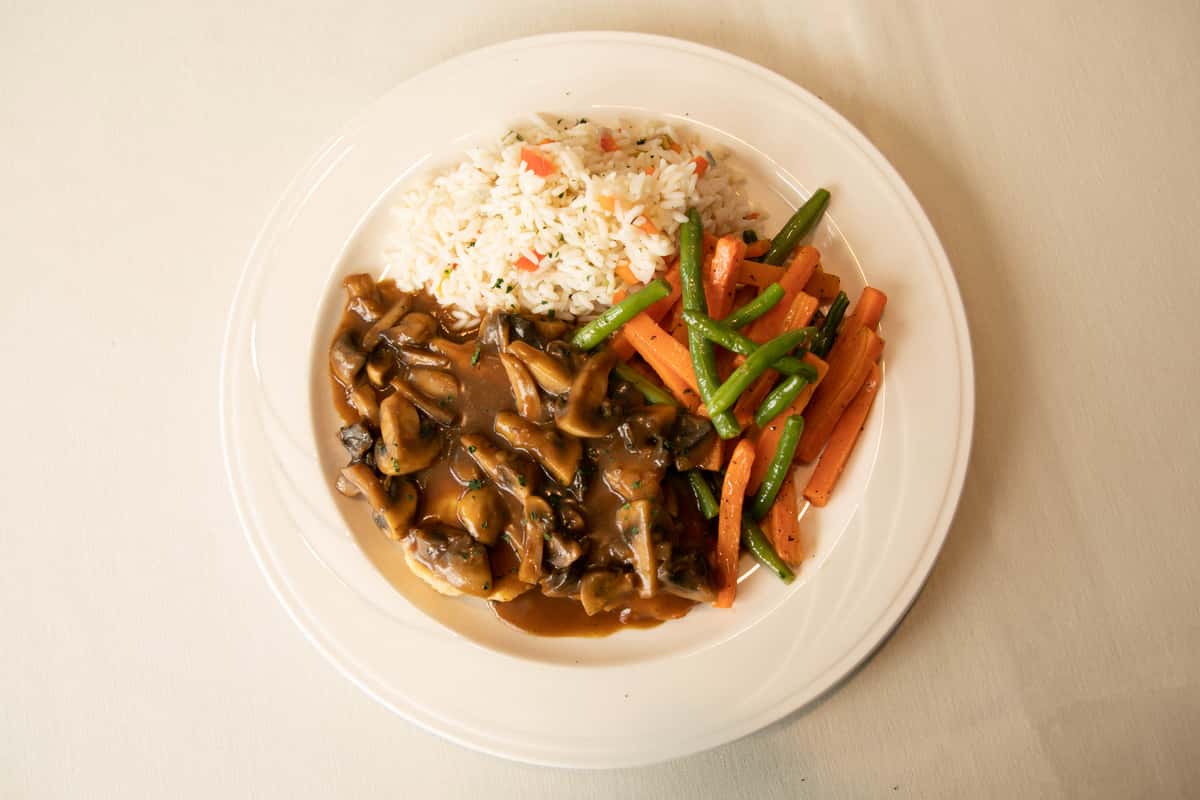 Sauted chicken breast with marsala wine mushroom sauce.
