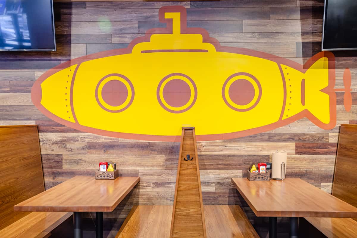 Dining tables inside Submarine House