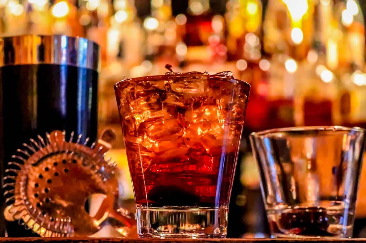 A variety of cocktails on a bar counter